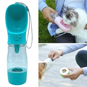 Taşınabilir Mama Hazneli Evcil Hayvan Suluğu Seyahat Kabı Kilitlenebilen Su Sızdırmaz 380ml (4172)