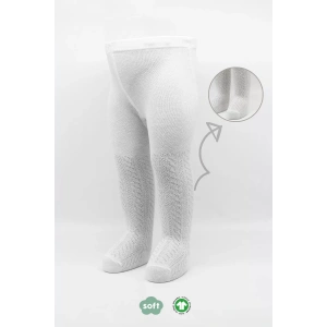 Tekli Zikzak Kabartma Penye Külotlu Çorap Bs50108 Beyaz