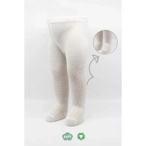 Tekli Zikzak Kabartma Penye Külotlu Çorap Bs50108 Ekru