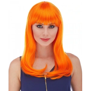 Turuncu Renk Uzun Düz Parti Peruğu (4172)