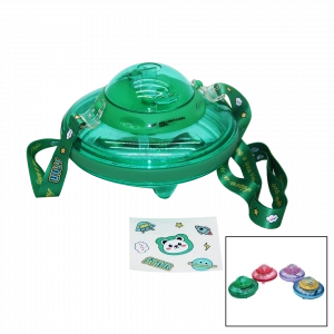 Ufo Modeli Renkli Mika Kristal Suluk Matara Pipetli - Taşıma Askılı 550ml (4172)