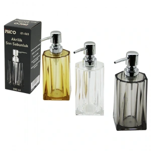 Uzun Kare Taban - Yvrlk Ağız - 4+4=8gen Gövde Şeffaf - Renkli Akrilik - Mika Kristal Sıvı Sabunluk 280ml (4172)