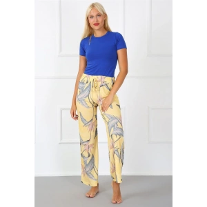 venüsshopping- Bayan Penye Bol Paça Pantolon Sarı