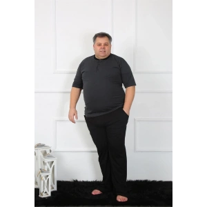 venüsshopping- Büyük Beden Erkek Antrasit Penye Pijama Takım