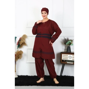 venüsshopping- Büyük Beden Tesettür Mayo 7XL-8XL-9XL-10XL Bordo
