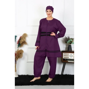 venüsshopping- Büyük Beden Tesettür Mayo Mor