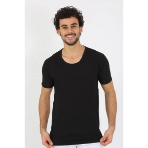 venüsshopping- Erkek Açık Yaka Siyah Penye Atlet