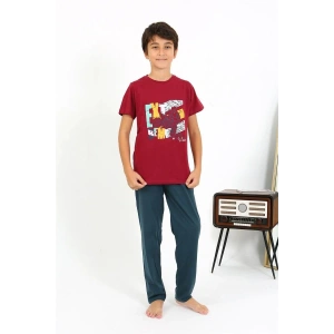 venüsshopping- Erkek Çocuk Kısa Kol Penye Pijama Takım Bordo