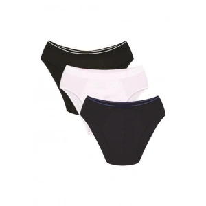 venüsshopping- Erkek Pamuk 3lü Siyah Beyaz Laci Likralı Slip