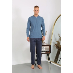 venüsshopping- Erkek Penye Uzun Kol Pijama Takımı İndigo