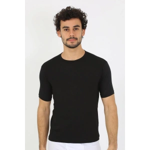 venüsshopping- Erkek Sıfır Yaka Likralı Siyah T-Shirt