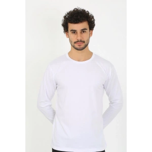 venüsshopping- Erkek Sıfır Yaka Uzun Kol Beyaz Fanila