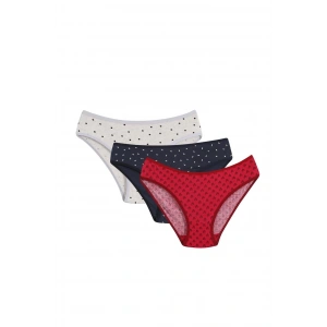 venüsshopping- Kadın 3lü Külot Kırmızı - Lacivert - Krem