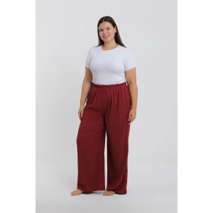 venüsshopping- Kadın Büyük Beden Bordo Rahat Kesim Baggy Tek Alt