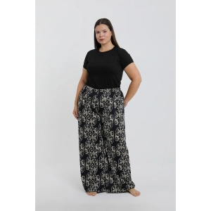 venüsshopping- Kadın Büyük Beden Lacivert Rahat Kesim Baggy Tek Alt