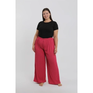 venüsshopping- Kadın Büyük Beden Mercan Rengi Rahat Kesim Baggy Tek Alt