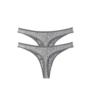 venüsshopping- Kadın Gri Zebra Desenli 2li Tanga Slip