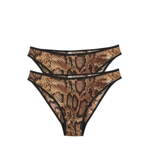 venüsshopping- Kadın Kahverengi Yılan Desenli 2li Slip
