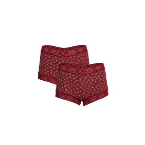 venüsshopping- Kadın Pamuklu 2li Boxer Bordo