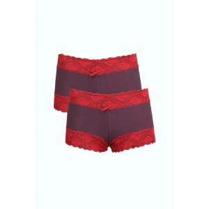 venüsshopping- Kadın Pamuklu 2li Boxer Mürdüm