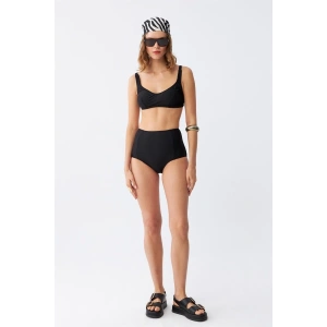 venüsshopping- Kadın Siyah Pedli Kare Yaka Yüksek Bel Bikini Takımı