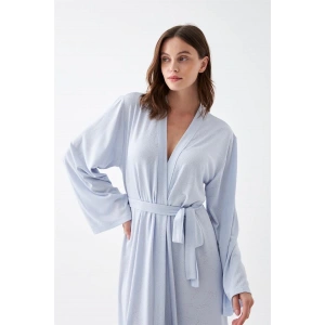 venüsshopping- Kadın Uzun Mavi Penye Sabahlık