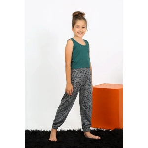 venüsshopping- Kız Çocuk Sıfır Kol Zümrüt Yeşili Penye Pijama Takım