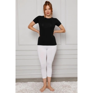 venüsshopping- Penye Likralı Diz Altı Tayt Beyaz