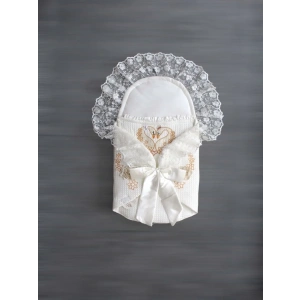 Yenidoğan Kuğu Nakışlı Avangard Kundak Bebek Battaniyesi Ekru