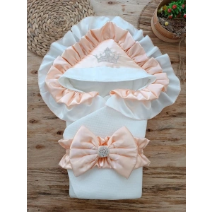 Yenidoğan Mehtap Lüks Kelebek Taç Nakışlı Bebek Battaniyesi Kundak Pudra