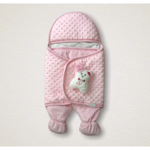 Yenidoğan Oyuncaklı Topçikli Kız Erkek Bebek Ayaklı Kundak Bebek Battaniyesi Pembe