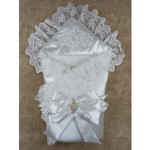 Yenidoğan Pırıltı Nakış Detaylı Lüks Kundak Bebek Battaniyesi Ekru