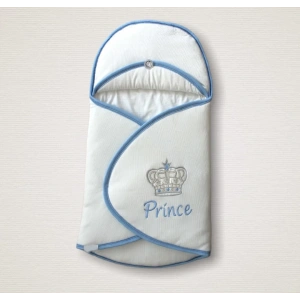 Yenidoğan Prince Nakışlı Çizgi Efektli Kız Bebek Klasik Kundak Bebek Battaniyesi Ekru