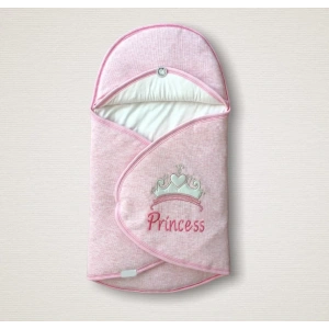 Yenidoğan Princess Nakışlı Çizgi Efektli Kız Bebek Klasik Kundak Bebek Battaniyesi Pembe