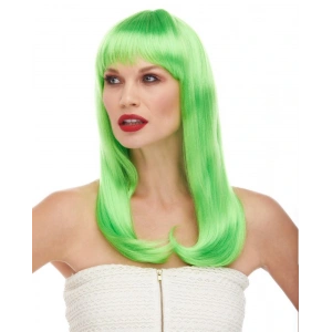 Yeşil Renk Uzun Düz Parti Peruğu (4172)