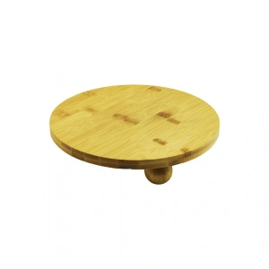 Yuvarlak 24.5cm 3 Mini Top Ayaklı Ahşap Bambu Sunum Tepsisi - Mini Sofra (4172)
