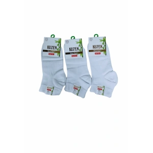 Kuzen Dikişsiz Yarım Konç Beyaz Bambu Erkek Çorap 12 Adet