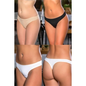 Pamuklu String (karışık) Siyah-beyaz-ten (brf2962)