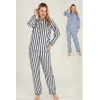 Freshness 4007 Kadın Uzun Kol Çizgili Gaffuriye Pijama Takımı