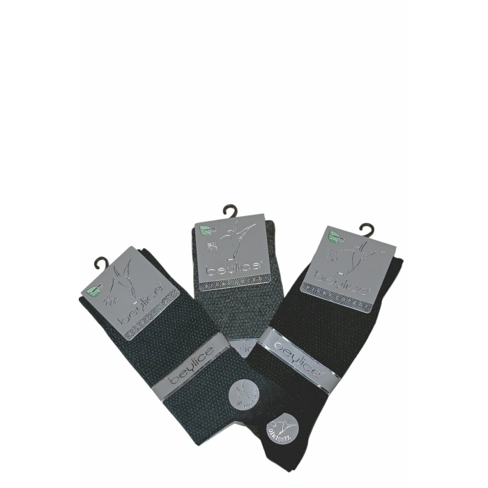 Beylice Desenli Bambu Dikişsiz Erkek Çorabı -sıkmayan Lastik- Tavşan Kulağı Kavrayan Topuk 12 Adet