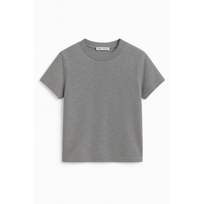 Crop Kısakollu Body Gri Renk