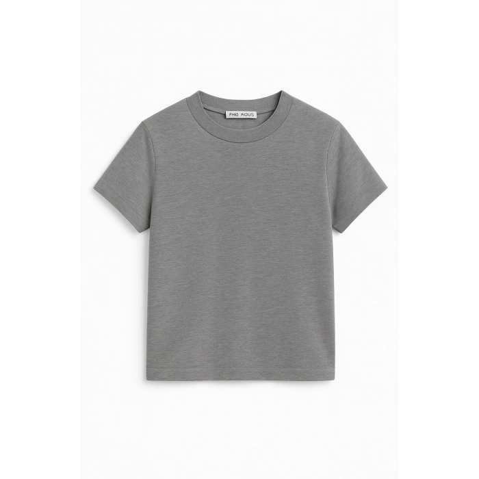 Crop Kısakollu Body Gri Renk