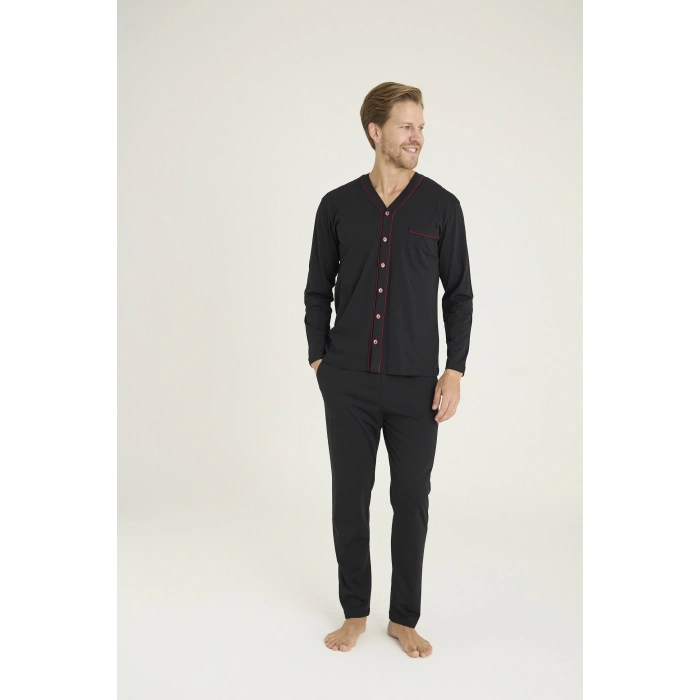 Kocabey 9267 Erkek V.yaka Boydan Düğmeli Pijama Takım
