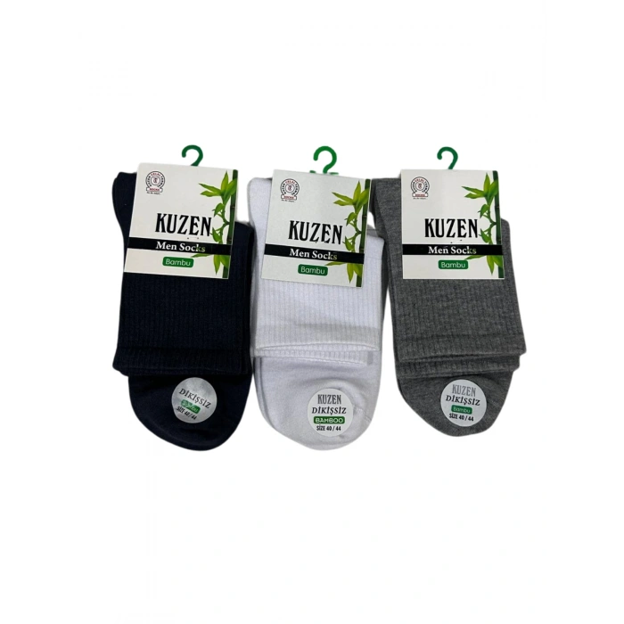 Kuzen Dikişsiz Yarım Konç Bambu Erkek Çorap 3 Adet