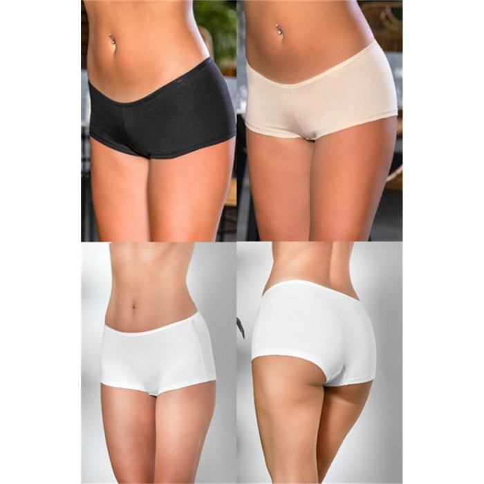 Pamuklu Boxer Külot (karışık) Siyah-beyaz-ten (brf2963)