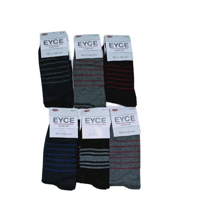 Ucuz Erkek Çorabı Çember Desenli Asorti 12 Adet