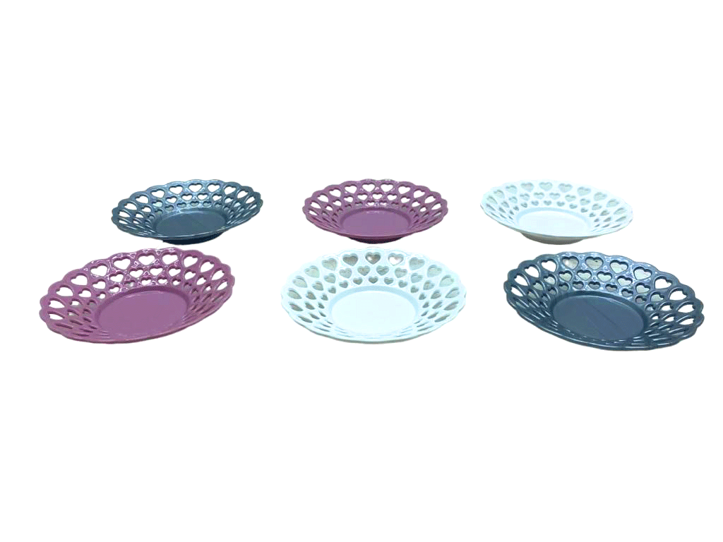 6 Parça  Renkli Plastik Çay Tabak (4172)