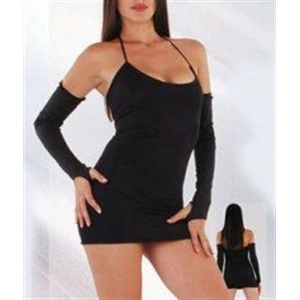 B060828 Eldivenli Mini Elbise