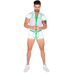 Beyaz Yeşil Şeritli Fantezi Erkek Kostüm