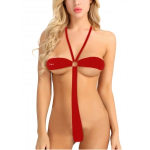 Büyük Beden Fantezi İç Giyim Kırmızı Seksi İç Çamaşırı Takımı